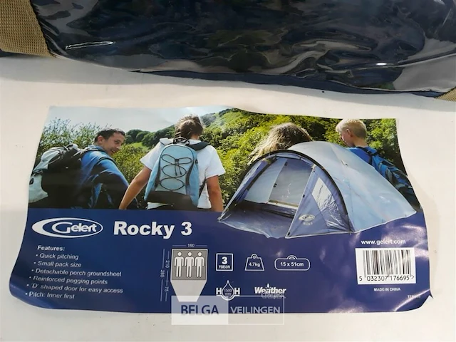 1 x kampeertent 3 personen gelert rocky 3 - afbeelding 3 van  3