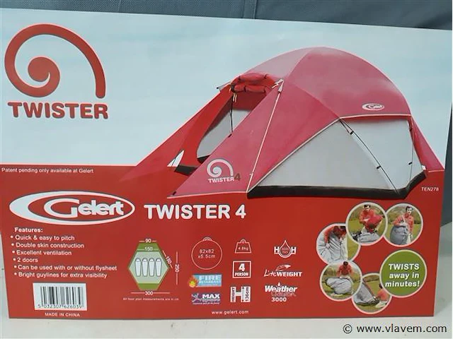 1 x kampeertent 4 p gelert twister 4 - afbeelding 2 van  2