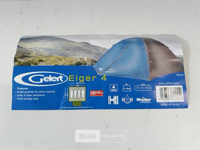 1 x kampeertent 4 personen gelert eiger 4 - afbeelding 3 van  3