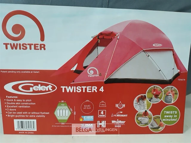 1 x kampeertent 4 personen gelert twister 4 - afbeelding 3 van  3