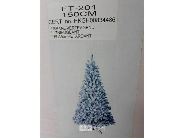 1 x kerstboom 1,5 m metalen voet groen witte toppen - afbeelding 2 van  3