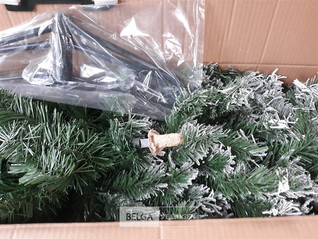 1 x kerstboom 1,5 m metalen voet groen witte toppen - afbeelding 3 van  3