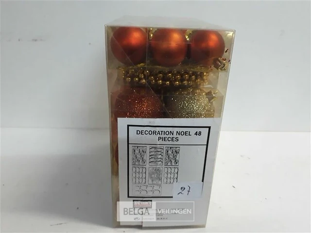 1 x kerstdeco mix 48 stuks goud/roestkleur - afbeelding 1 van  3
