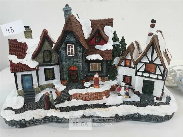 1 x kerstdorp met verlichting 30x18 cm - afbeelding 3 van  3