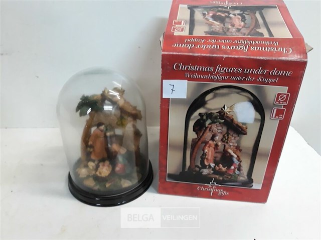1 x kerstfiguren onder stolp - afbeelding 1 van  3