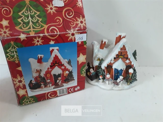 1 x kersthuisje met verlichting - afbeelding 2 van  3
