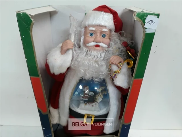 1 x kerstman met sneeuw in de buik 60 cm - afbeelding 3 van  3