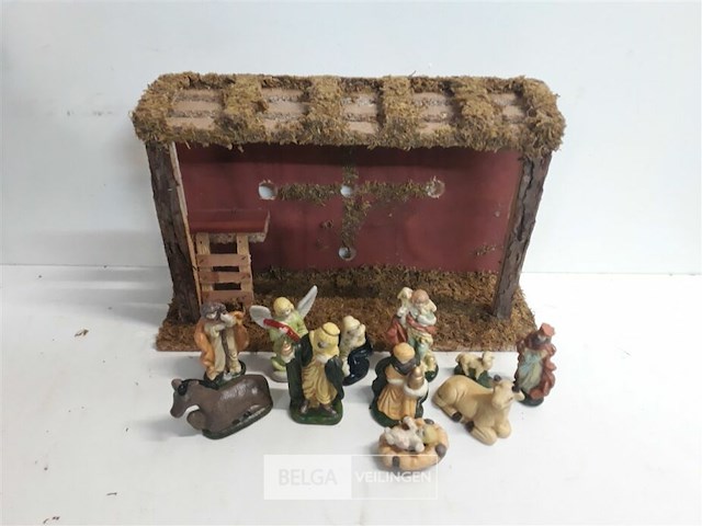 1 x kerststal met figuurtjes 11 stuks - afbeelding 1 van  3