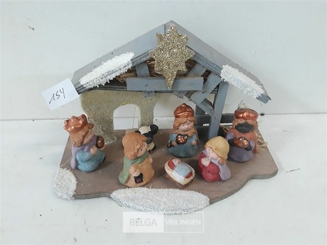 1 x kerststal + verlichting met figuurtjes - afbeelding 2 van  3