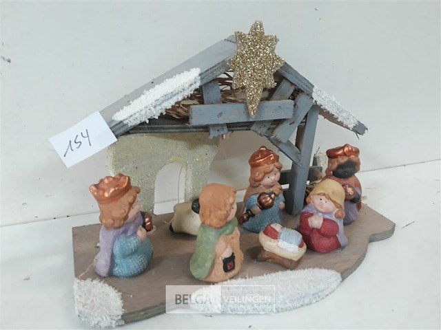 1 x kerststal + verlichting met figuurtjes - afbeelding 3 van  3