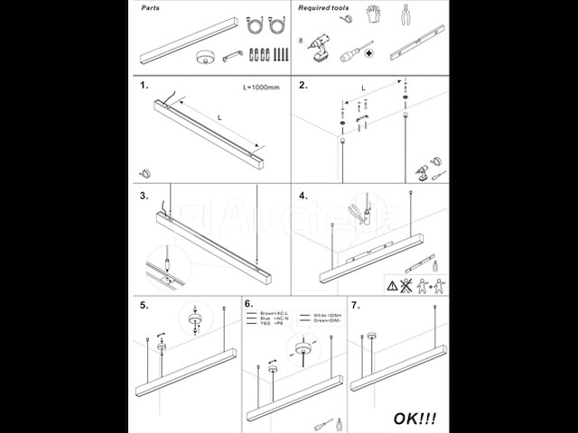 1 x led lineaire hanglamp – 35w – 120cm – zwart – geïntegreerde led – inclusief montageset - afbeelding 2 van  5