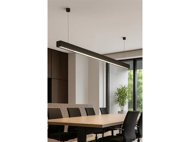 1 x led lineaire hanglamp – 35w – 120cm – zwart – geïntegreerde led – inclusief montageset - afbeelding 1 van  5