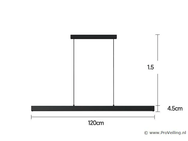1 x led lineaire hanglamp – 35w – 120cm – zwart – ingebouwde led – inclusief montageset - afbeelding 6 van  6