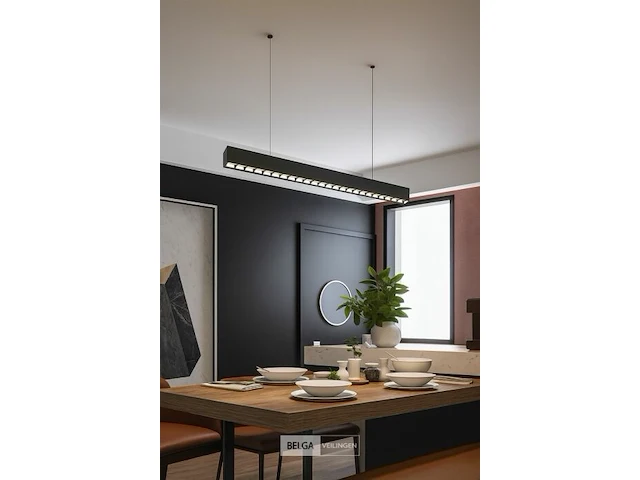 1 x led lineaire hanglamp – 35w – 120cm – zwart – ingebouwde led – inclusief montageset - afbeelding 2 van  7