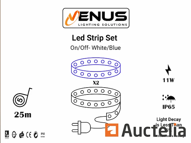 1 x led strip 25m - waterdicht (ip65) - warm wit/blauw - afbeelding 6 van  6