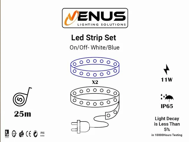 1 x led strip 25m - waterdicht (ip65) - warm wit/blauw - afbeelding 7 van  7