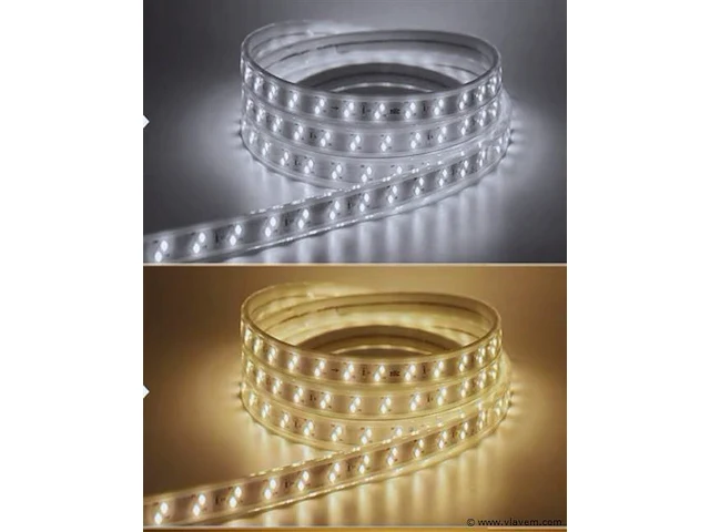 1 x led strip 25m – 10w/m – wit & warm wit – ip65 waterdicht – smd 2835 - afbeelding 1 van  6