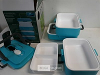 1 x lunchbox 3 vakken 750 ml licht blauw - afbeelding 3 van  3