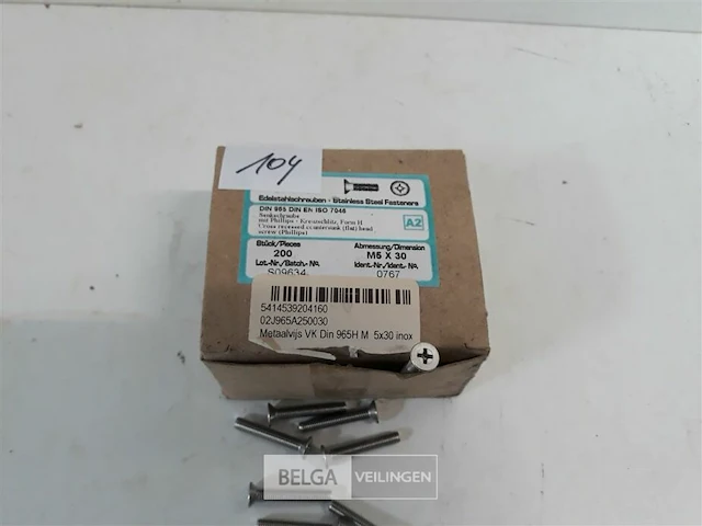 1 x metaalvijzen inox a2 kruiskop m5x30 200 stuks - afbeelding 1 van  3
