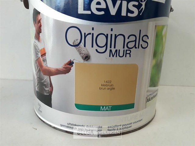1 x muur en plafond verf mat klei bruin levis 2,5l - afbeelding 3 van  3
