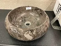 1 x natuursteen marmer emperador waskom 46x15 cm - afbeelding 1 van  4