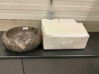 1 x natuursteen marmer emperador waskom 46x15 cm - afbeelding 3 van  4