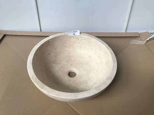 1 x natuursteen travertin beige waskom 40,6x15 cm - afbeelding 2 van  3