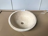 1 x natuursteen travertin beige waskom 40,6x15 cm - afbeelding 2 van  3