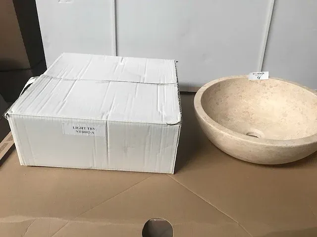 1 x natuursteen travertin beige waskom 40,6x15 cm - afbeelding 3 van  3