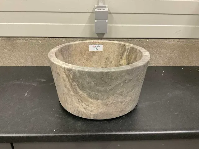 1 x natuursteen travertin grigio waskom 40x21 cm - afbeelding 3 van  4