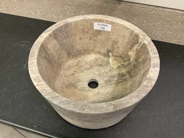 1 x natuursteen travertin grigio waskom 40x21 cm - afbeelding 4 van  4