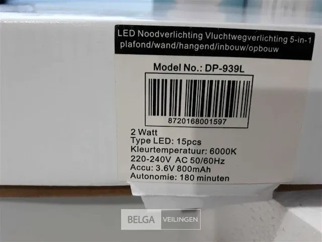 1 x nooduitgang verlichting led2w koud wit 3,6v batterij 180 min - afbeelding 3 van  3