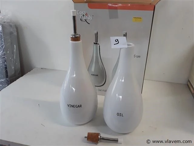 1 x olijf en azijnset 25 cm porselein - afbeelding 2 van  2