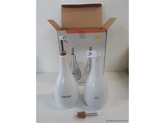 1 x olijf en azijnset 25 cm porselein - afbeelding 1 van  2