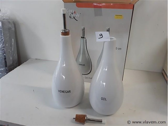 1 x olijf en azijnset 25 cm porselein - afbeelding 2 van  2