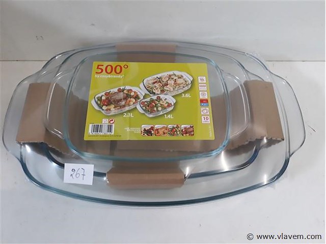 1 x ovenschotel glas ovaal 3 stuks - afbeelding 1 van  2