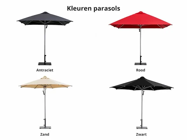 1 x parasol 2,5m antraciet met hoes - stalen voet 35kg zwart - afbeelding 6 van  12