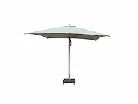 1 x parasol 2,5m hout - donkergrijs - stalen voet 35kg