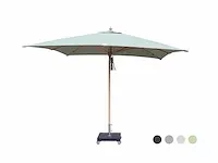 1 x parasol 2,5m hout - lichtgrijs - stalen voet 35kg zwart
