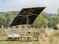 1 x parasol 2,5m hout - lichtgrijs - stalen voet 35kg zwart - afbeelding 5 van  20