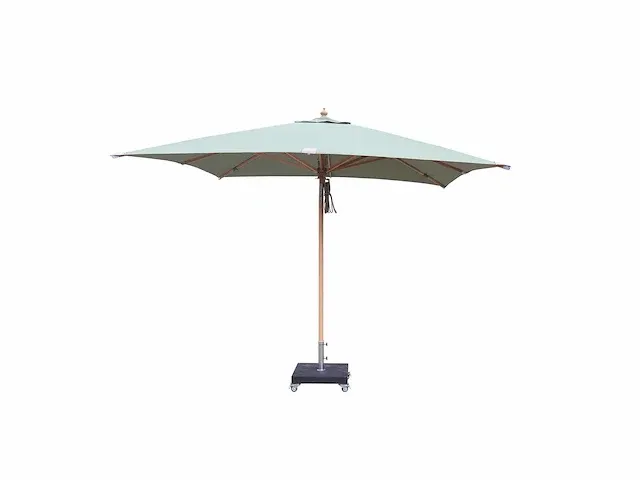 1 x parasol 2,5m hout - lichtgrijs - stalen voet 35kg zwart - afbeelding 1 van  20