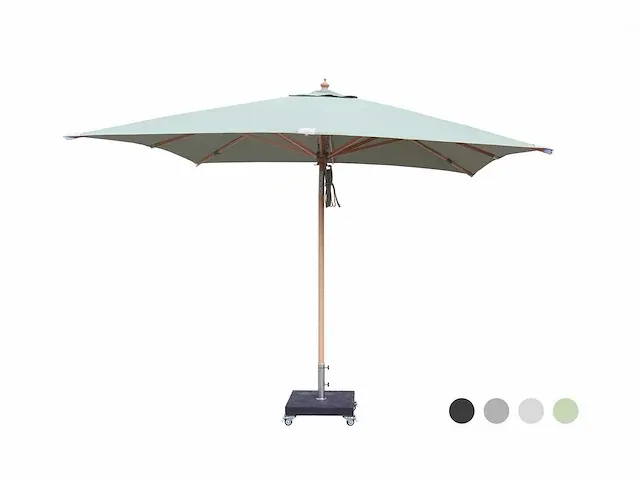 1 x parasol 2,5m hout - lichtgrijs - stalen voet 35kg zwart - afbeelding 12 van  20