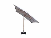 1 x parasol 2,5m hout - lichtgrijs - stalen voet 35kg zwart - afbeelding 15 van  20