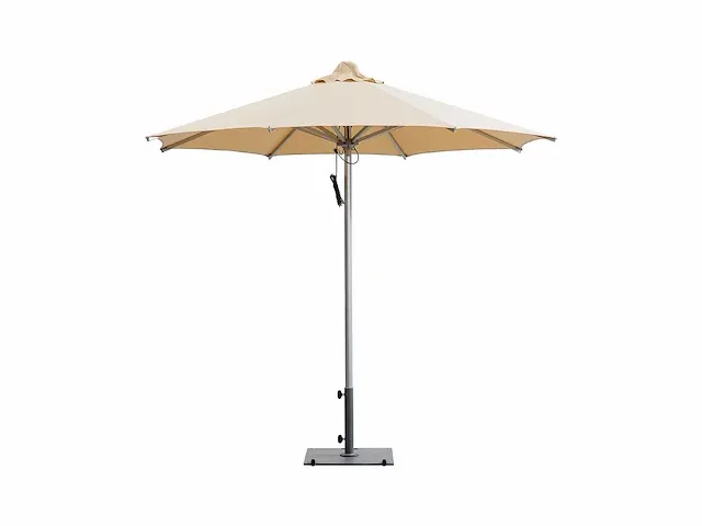 1 x parasol 2,8m rood met hoes - stalen voet 35kg zilver - afbeelding 1 van  13