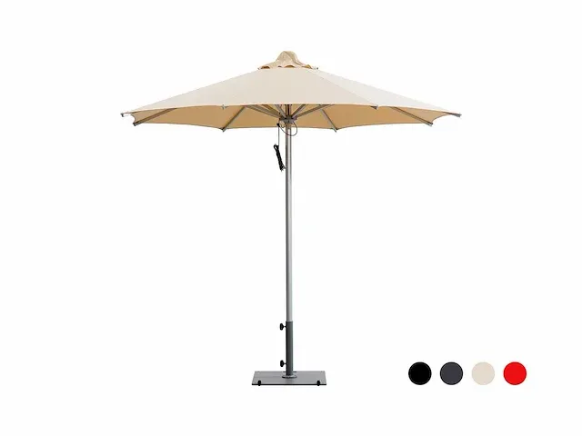 1 x parasol 2,8m rood met hoes - stalen voet 35kg zilver - afbeelding 6 van  13