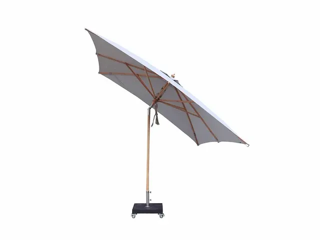 1 x parasol 3m hout - medium grijs - granieten voet 60kg - afbeelding 1 van  17