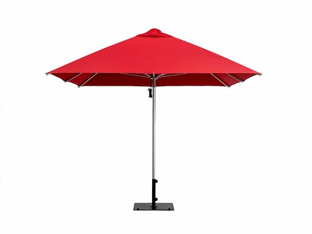 1 x parasol 3m zand met hoes - stalen voet 45kg zilver - afbeelding 1 van  11