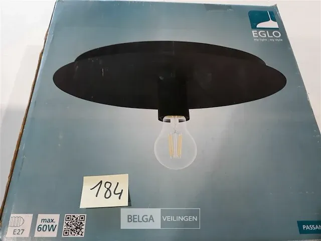 1 x plafondlamp eglo e27 fitting zwart 35 cm - afbeelding 2 van  3