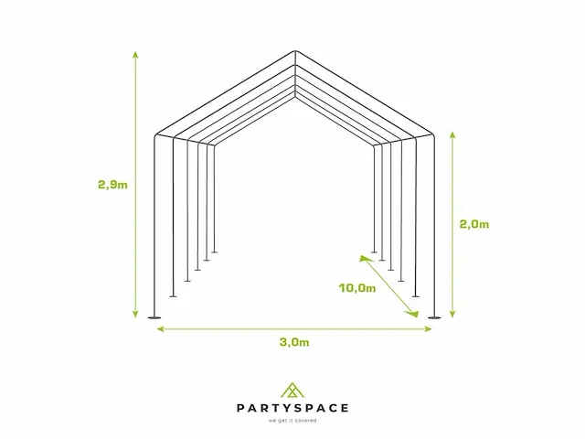 1 x pvc partytent 3 x 10 m - wit - afbeelding 6 van  13