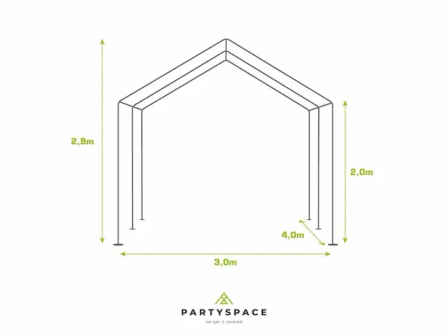 1 x pvc partytent 3 x 4 m - wit - afbeelding 6 van  13